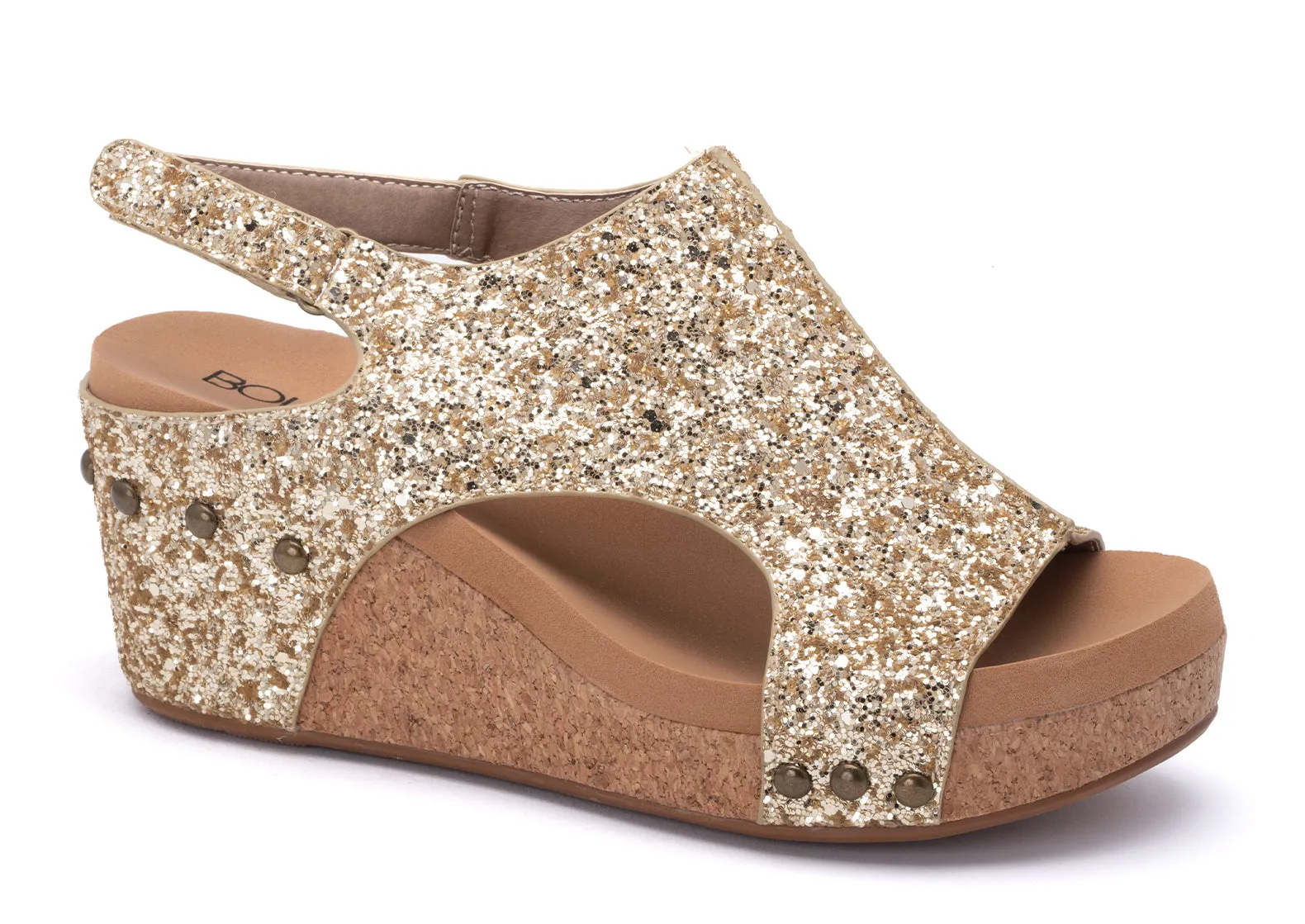 Corkys Carley Gold Glitter Wedge