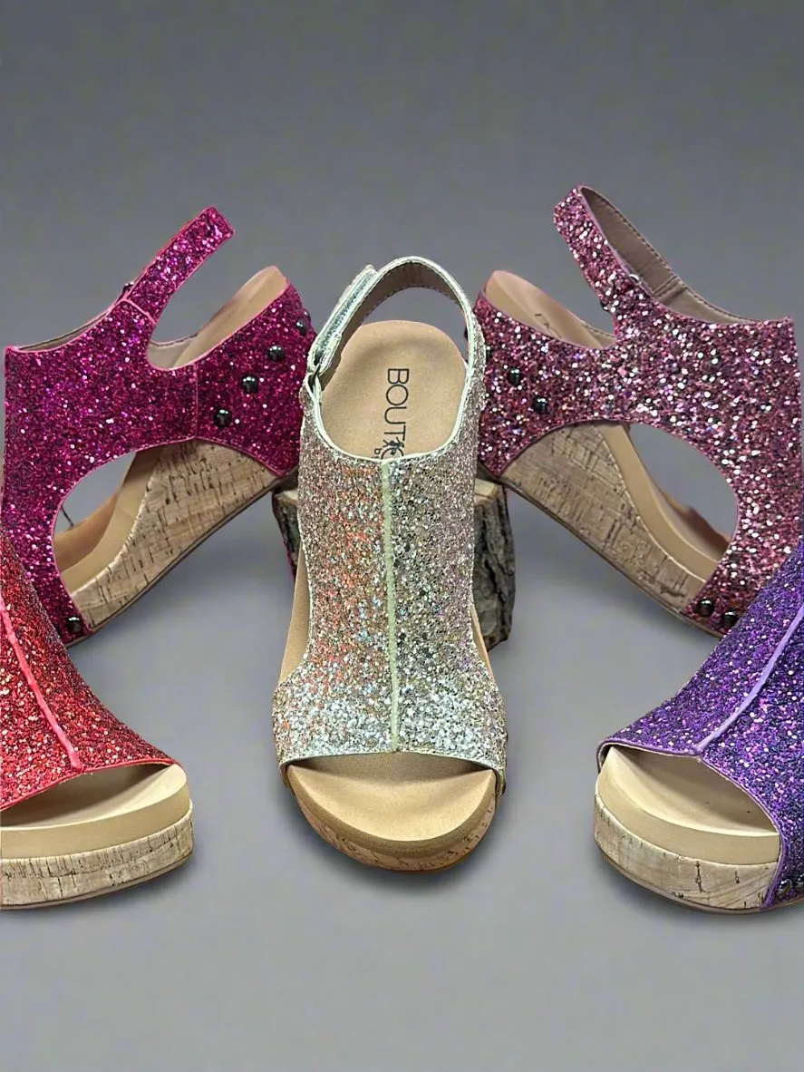 Corkys Carley Gold Glitter Wedge