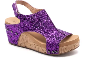 Corkys Carley Purple Glitter Wedge