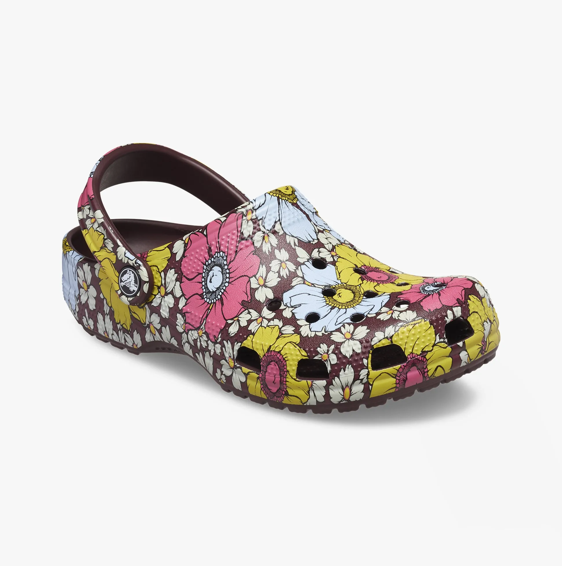 Crocs 208954-6WF CLASSIC RETRO FLORAL Womens Clogs Dark Cherry/Multi