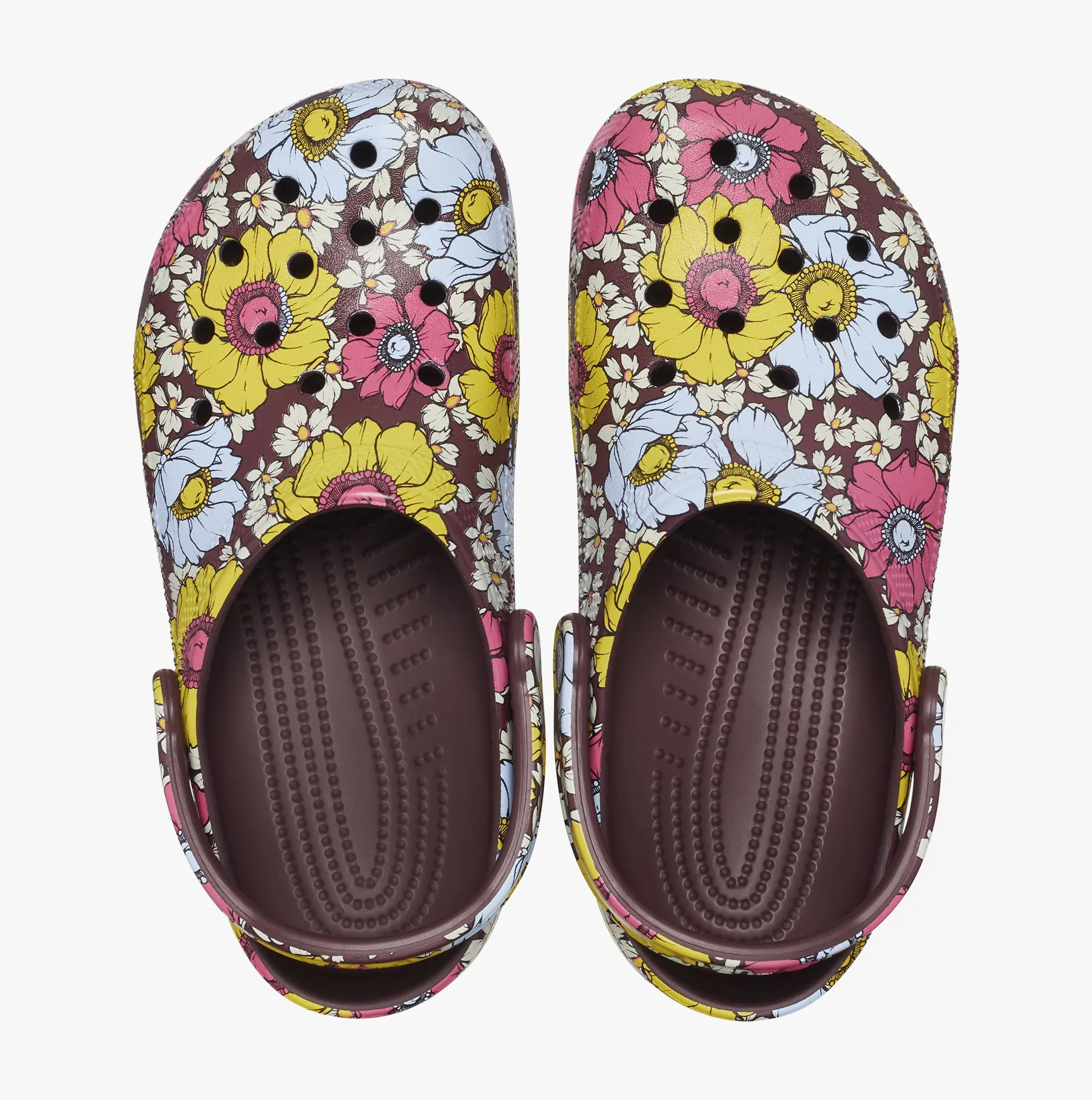 Crocs 208954-6WF CLASSIC RETRO FLORAL Womens Clogs Dark Cherry/Multi
