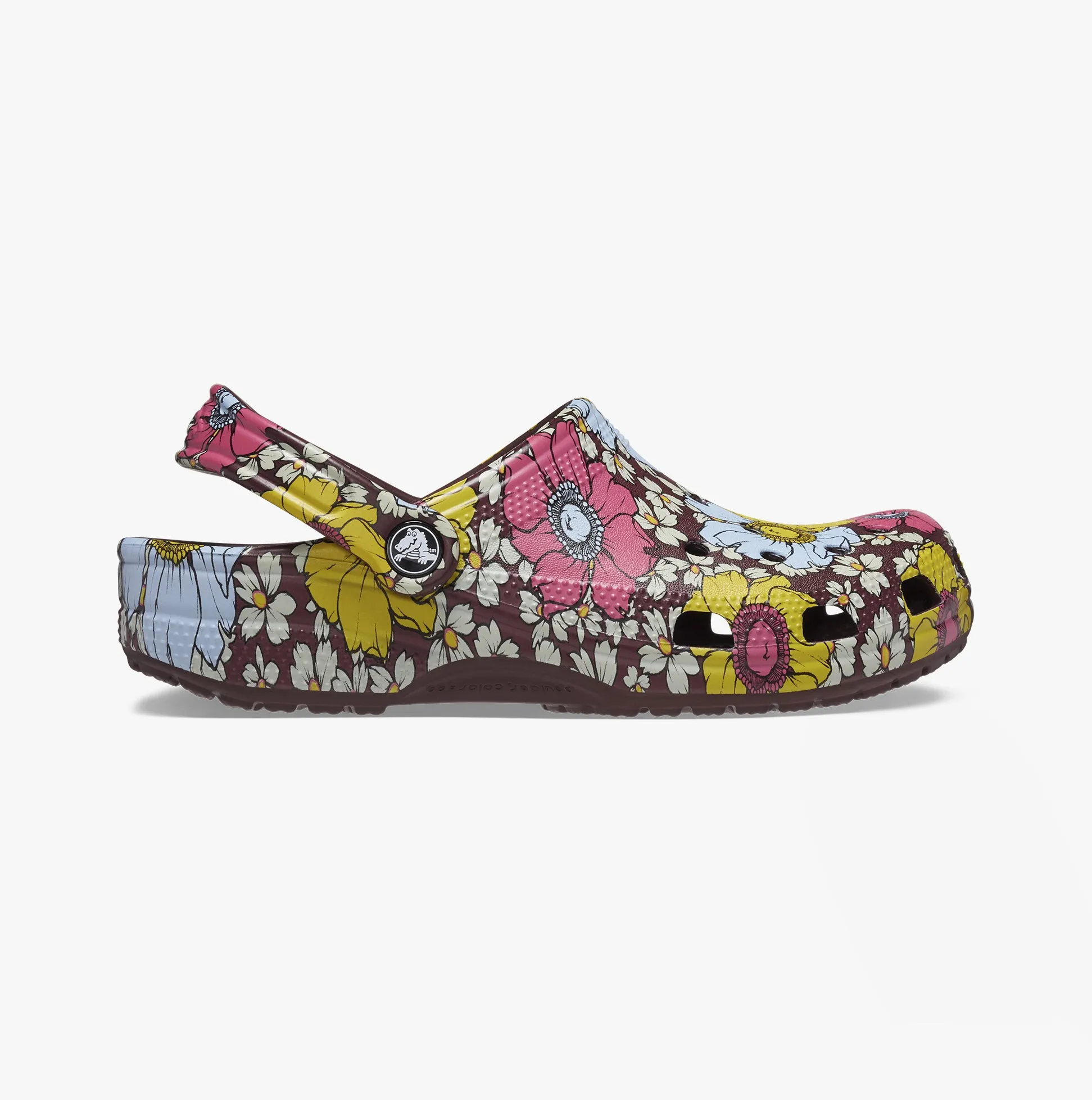 Crocs 208954-6WF CLASSIC RETRO FLORAL Womens Clogs Dark Cherry/Multi