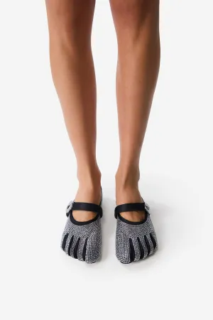 Crystal-Embellished Five-Toe Ballerina Belt Flat