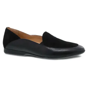 Dansko Women's Lace Black Glazed Leather Flat 2040470200