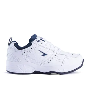 Defy Junior Leather Lace Up Cross Trainer   - White Navy