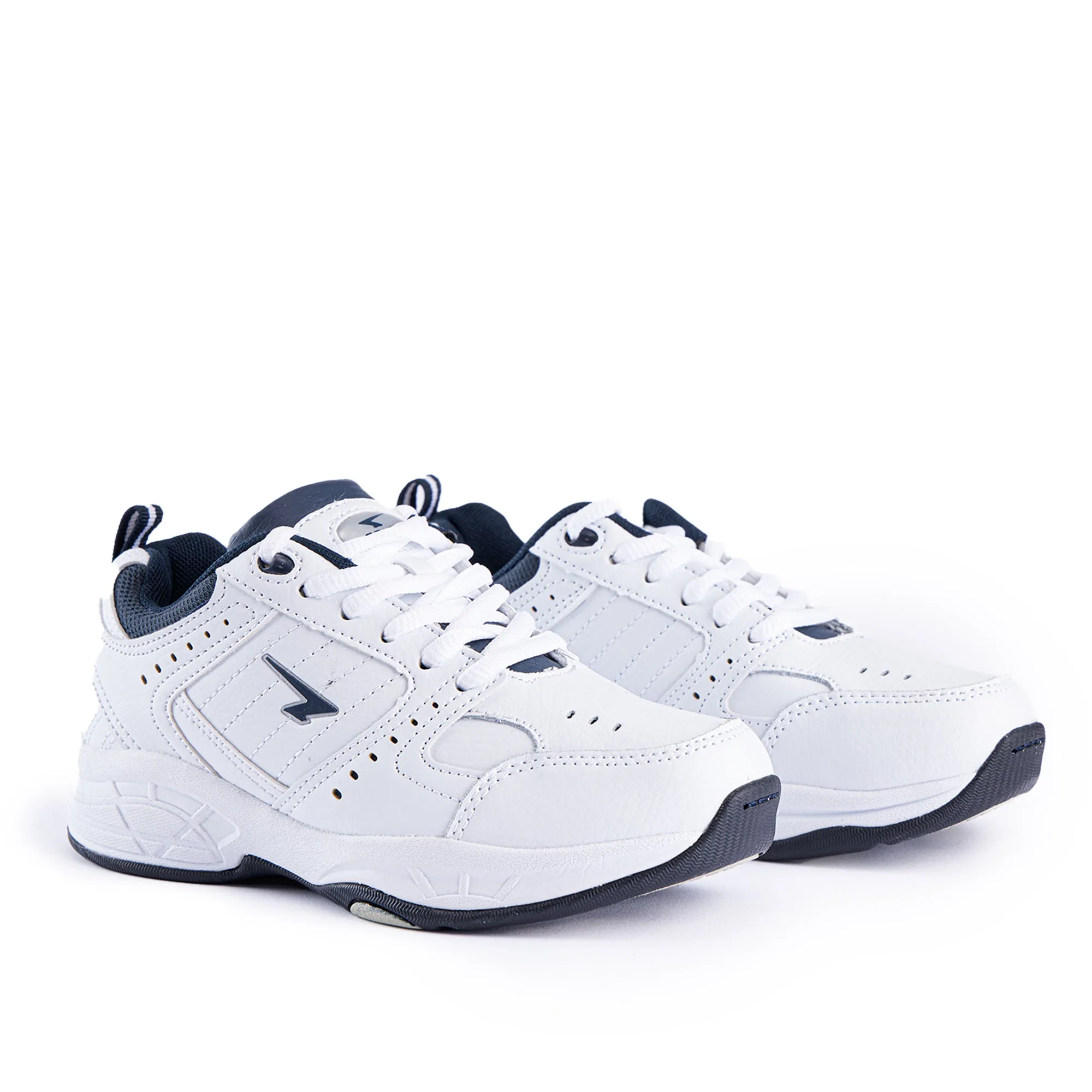 Defy Junior Leather Lace Up Cross Trainer   - White Navy