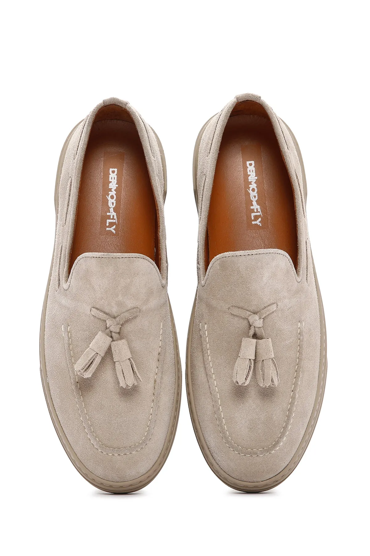 Derimod Fly Erkek Bej Süet Deri Casual Loafer