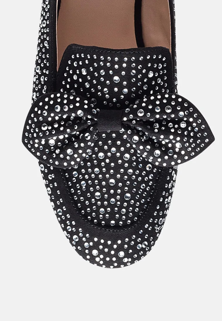 Dewdrops Embellished Casual Bow Loafers By Ruw