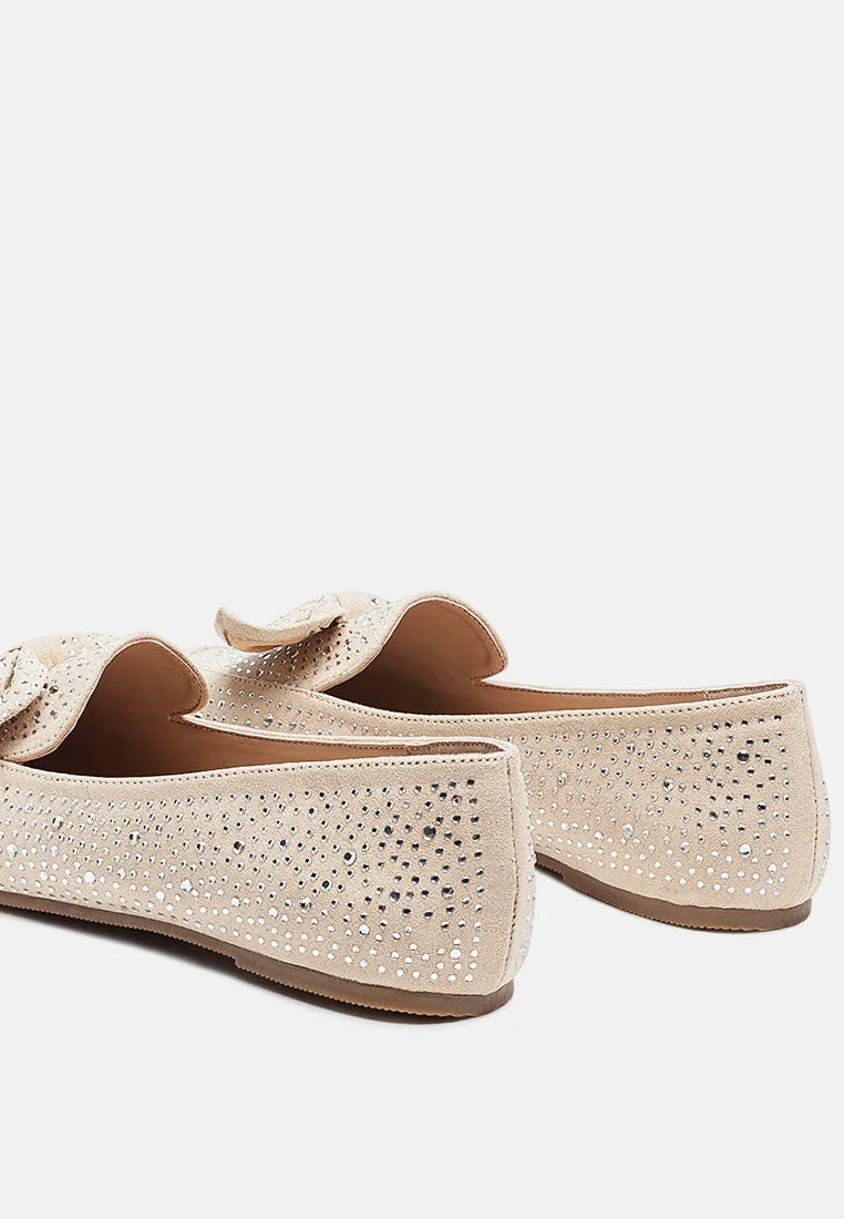Dewdrops Embellished Casual Bow Loafers By Ruw