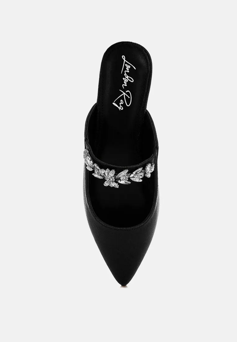 Diamante Strap Glitter Mules By MODE