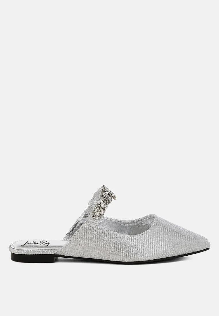 Diamante Strap Glitter Mules By MODE