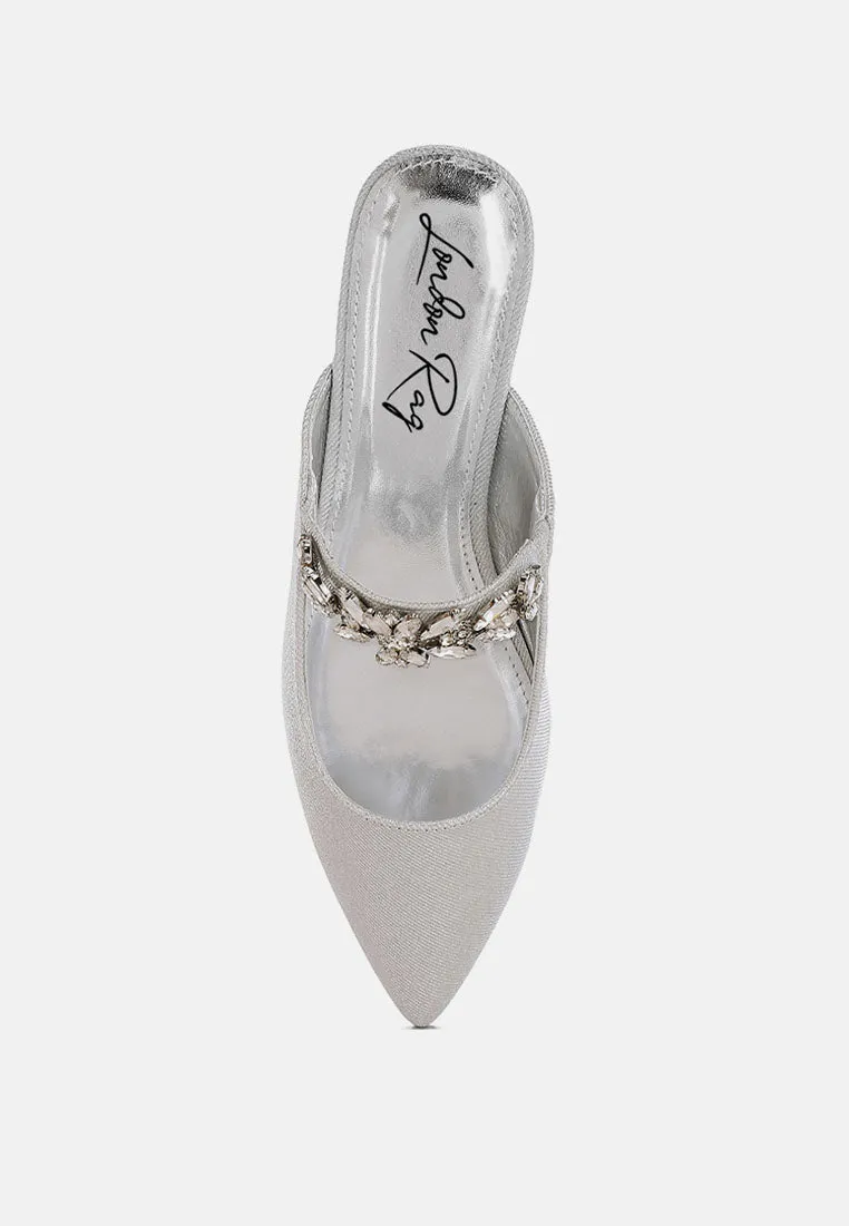 Diamante Strap Glitter Mules By MODE