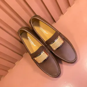 DOLCE & GABBANA || Brown Leather Loafer With Metal Logo