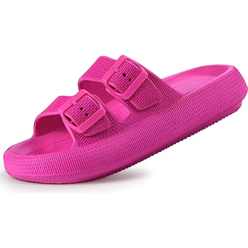 Double Buckle Flat Sandals