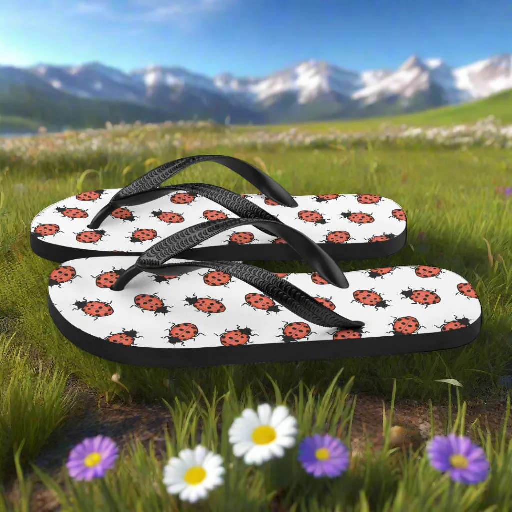 Eden Garden Ladybug Print Flip-Flops for Women
