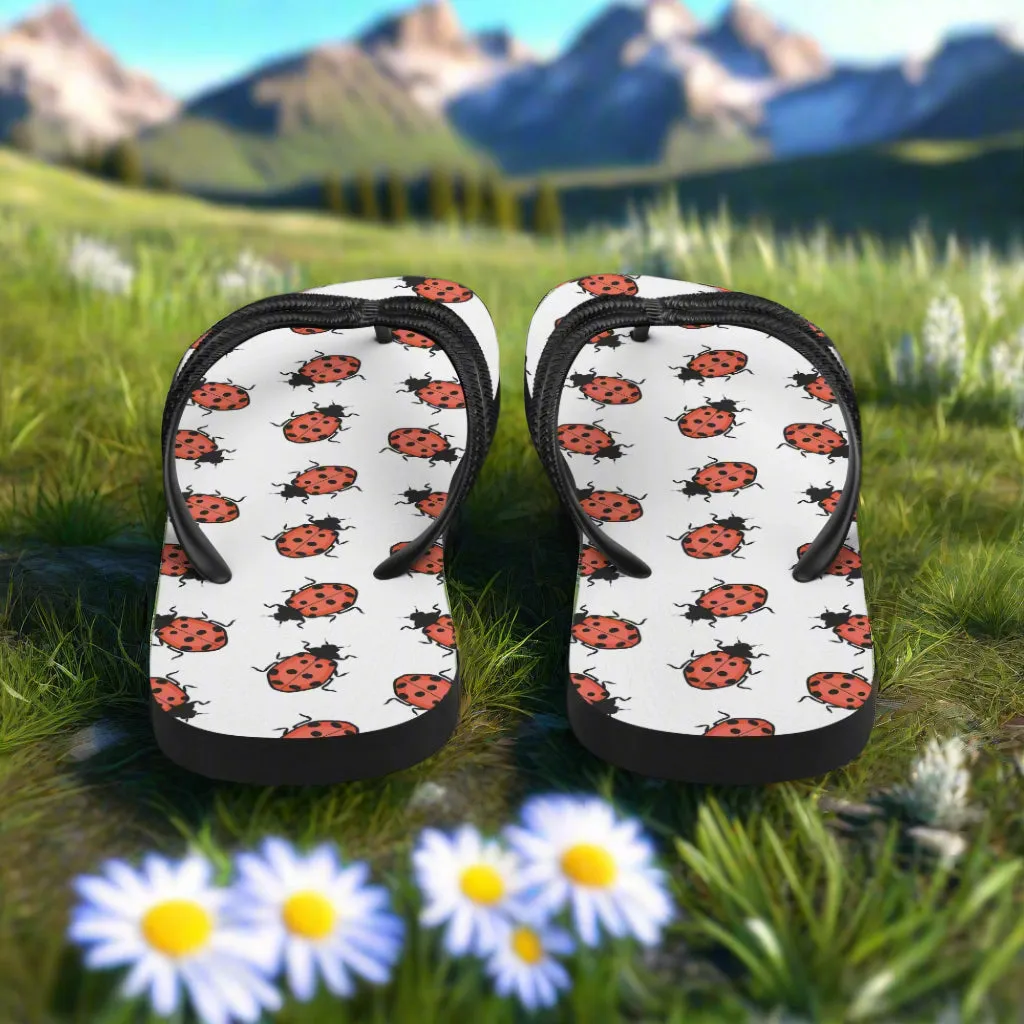 Eden Garden Ladybug Print Flip-Flops for Women