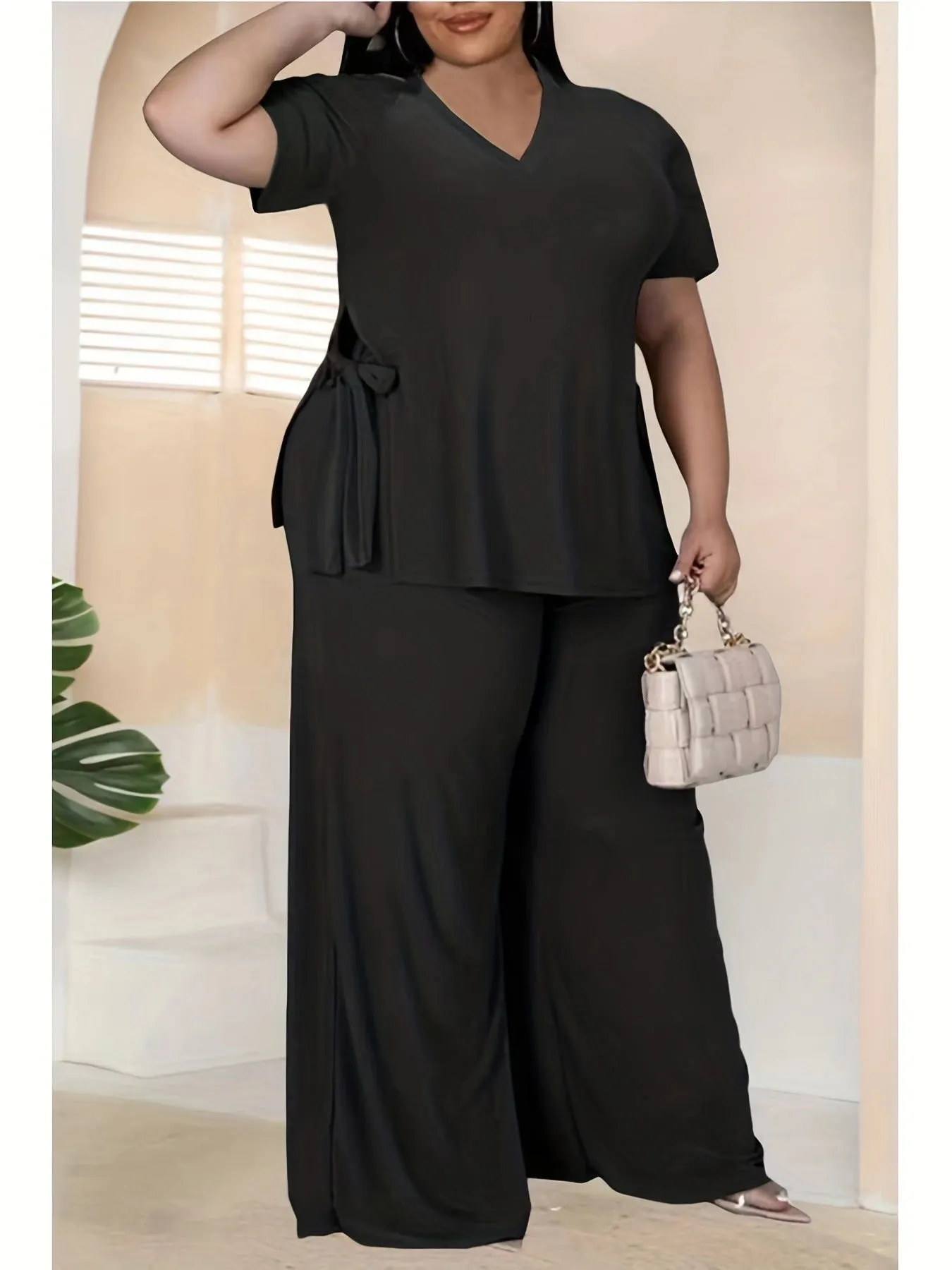 Effortless Comfort Plus-Size Two-Piece Set with Inspirational Print