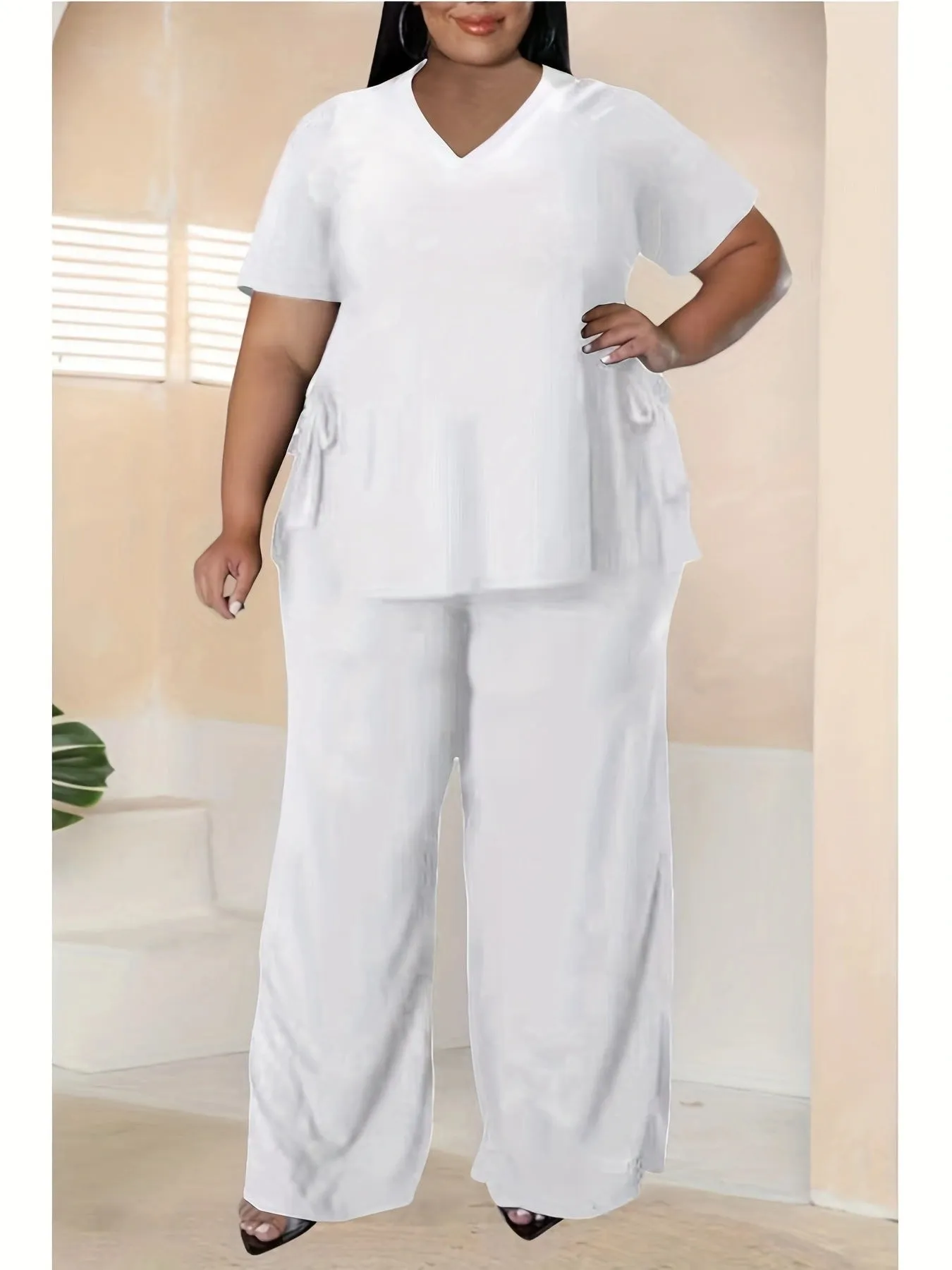 Effortless Comfort Plus-Size Two-Piece Set with Inspirational Print