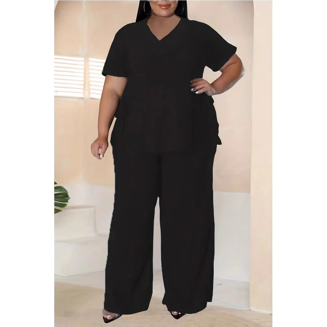 Effortless Comfort Plus-Size Two-Piece Set with Inspirational Print
