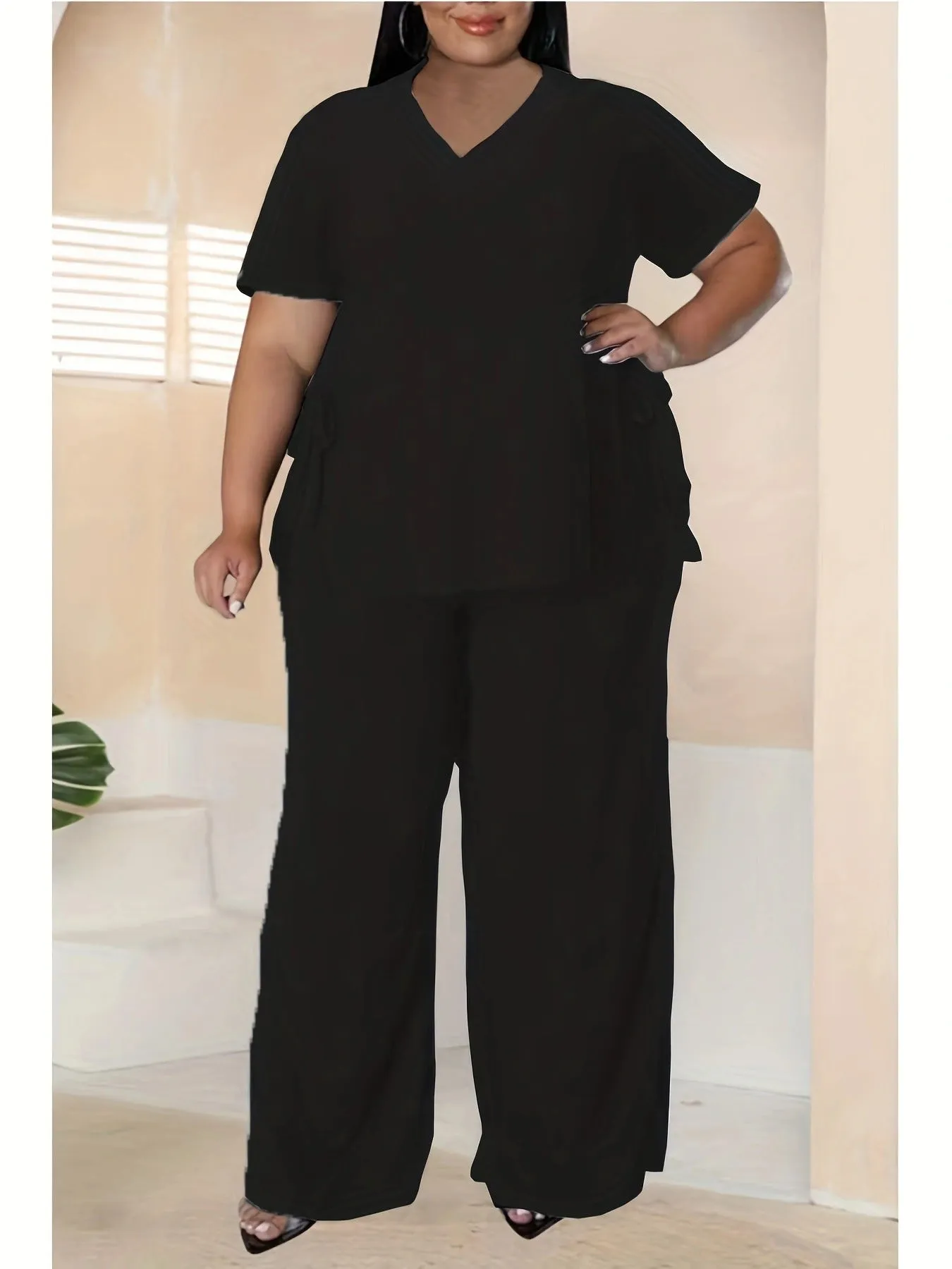 Effortless Comfort Plus-Size Two-Piece Set with Inspirational Print