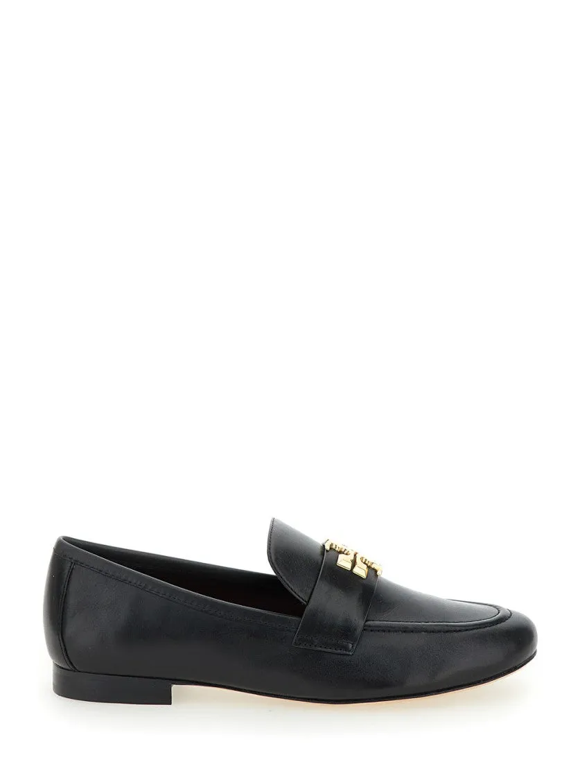 Eleonor' Black Slip-On Loafers With Double T In Leather
