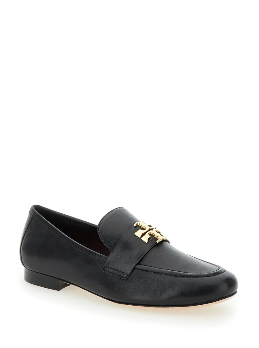 Eleonor' Black Slip-On Loafers With Double T In Leather