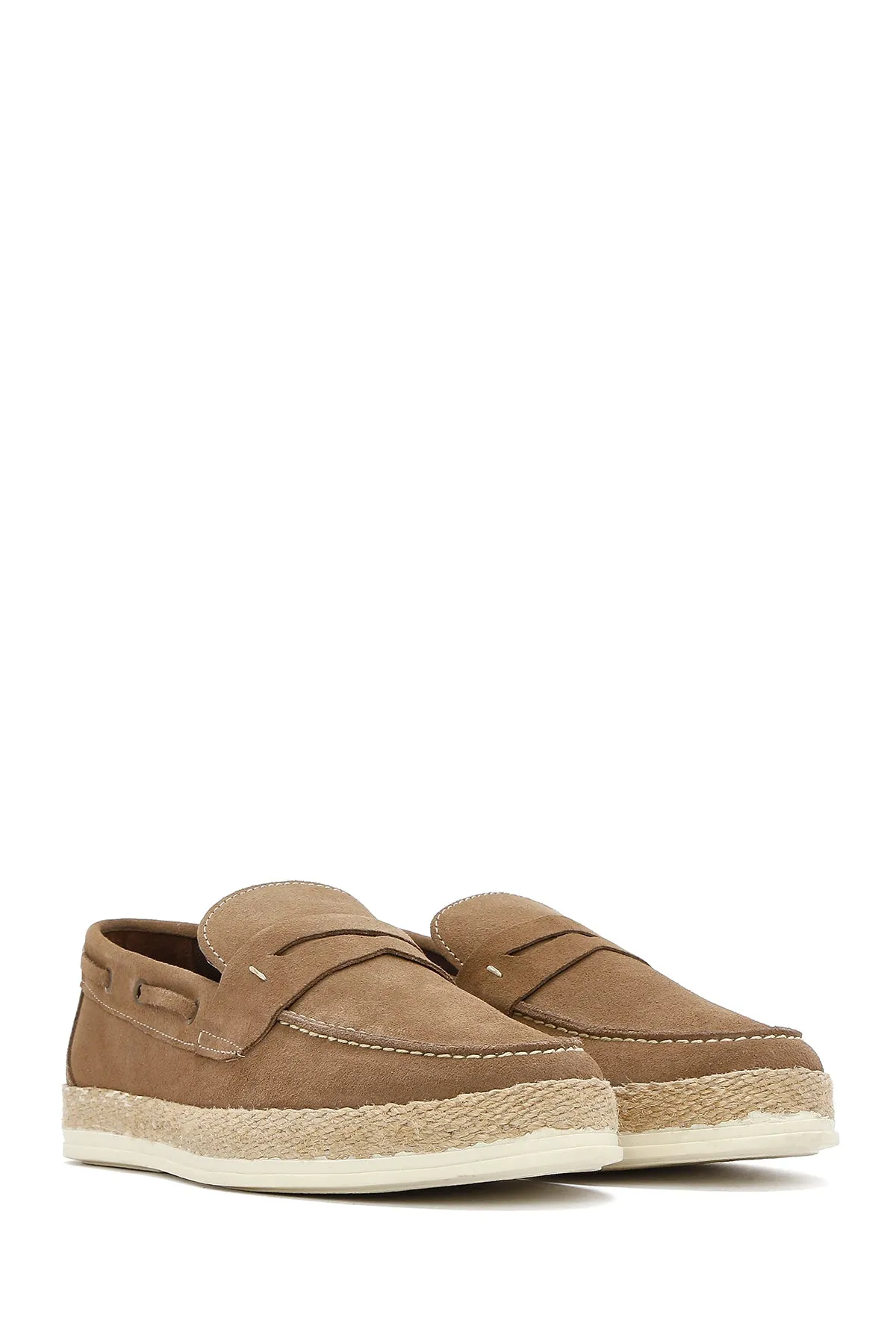 Erkek Bej Süet Deri Casual Loafer