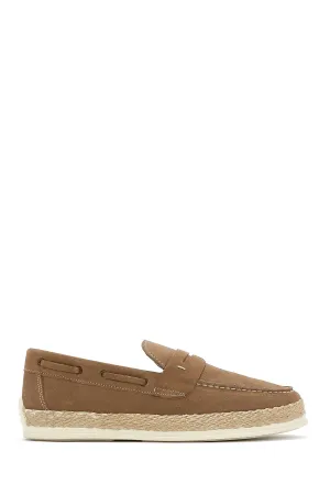 Erkek Bej Süet Deri Casual Loafer