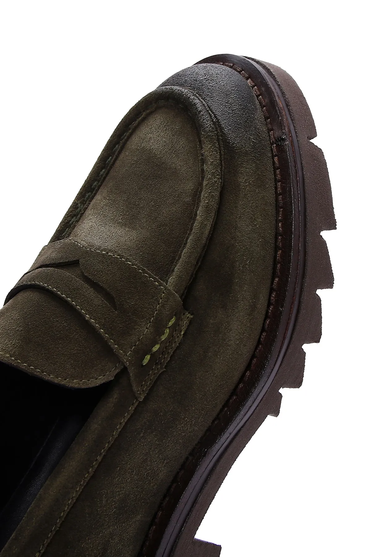 Erkek Haki Süet Deri Casual Loafer