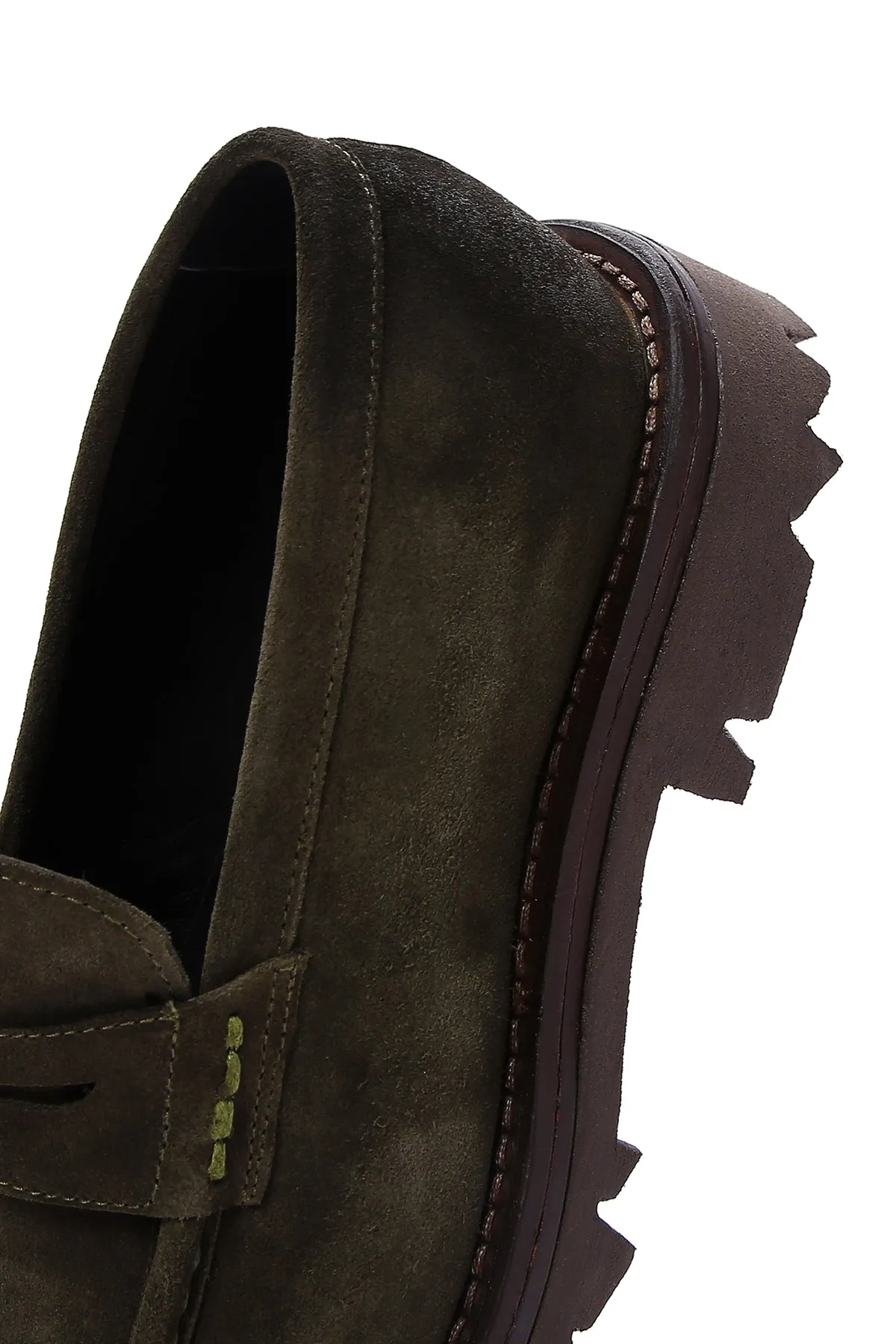 Erkek Haki Süet Deri Casual Loafer