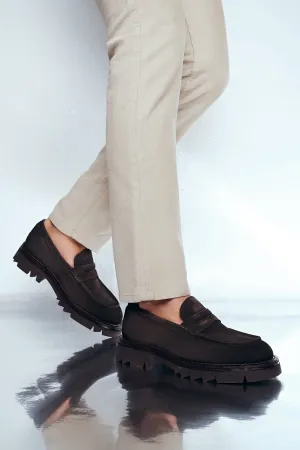 Erkek Haki Süet Deri Casual Loafer