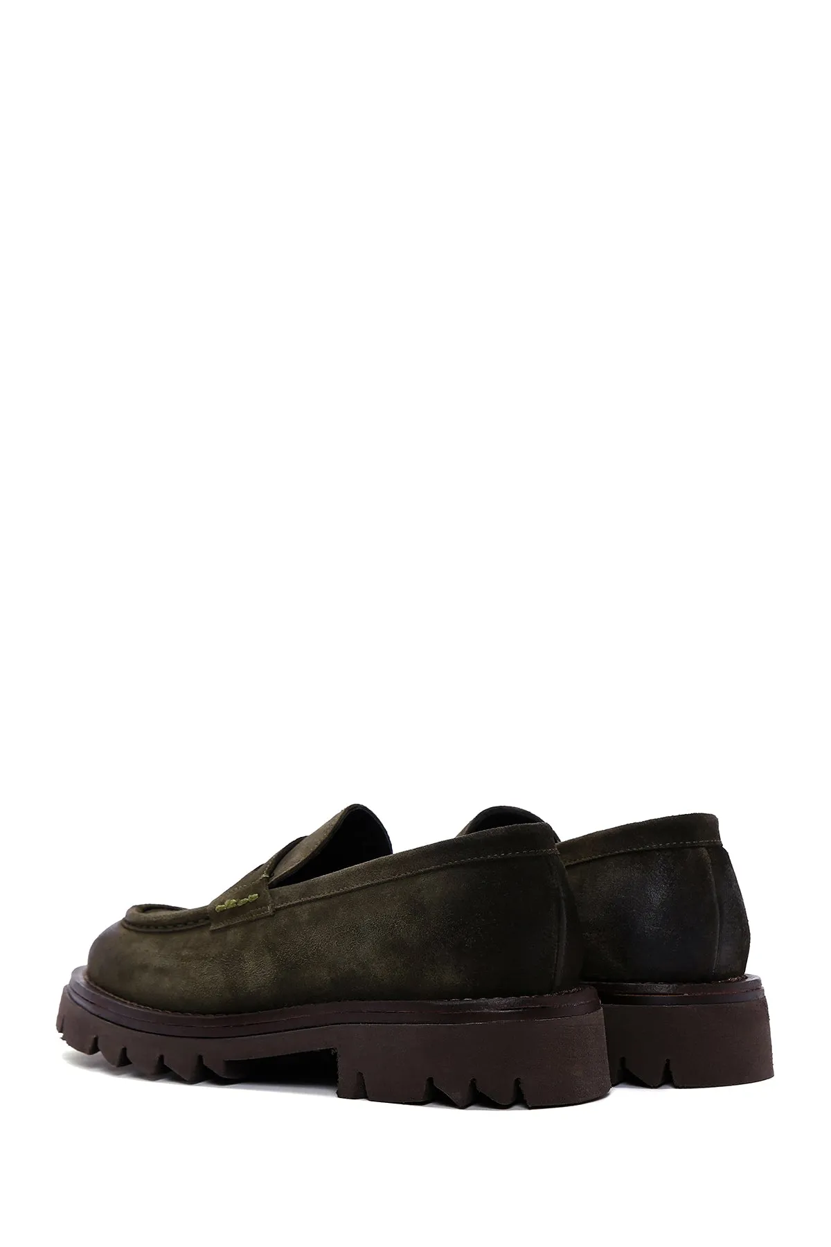 Erkek Haki Süet Deri Casual Loafer
