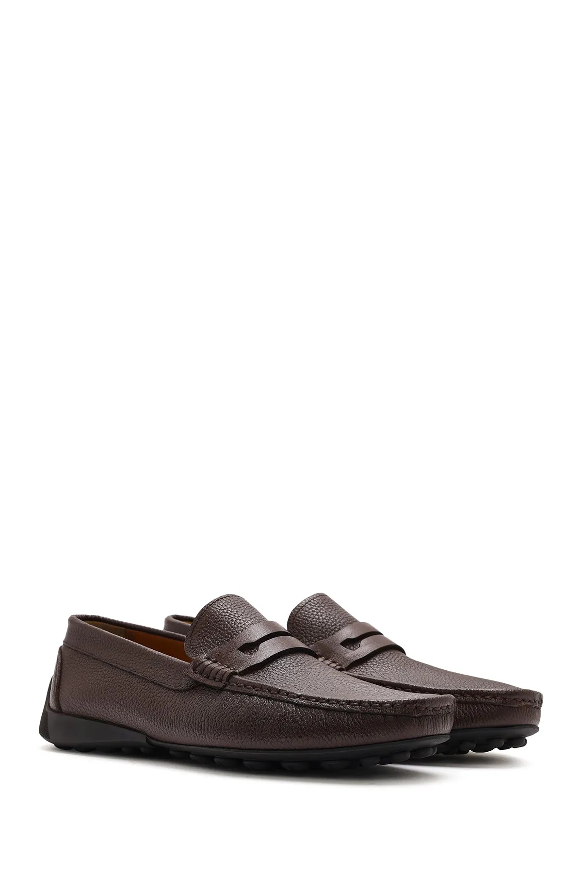 Erkek Kahverengi Deri Casual Loafer