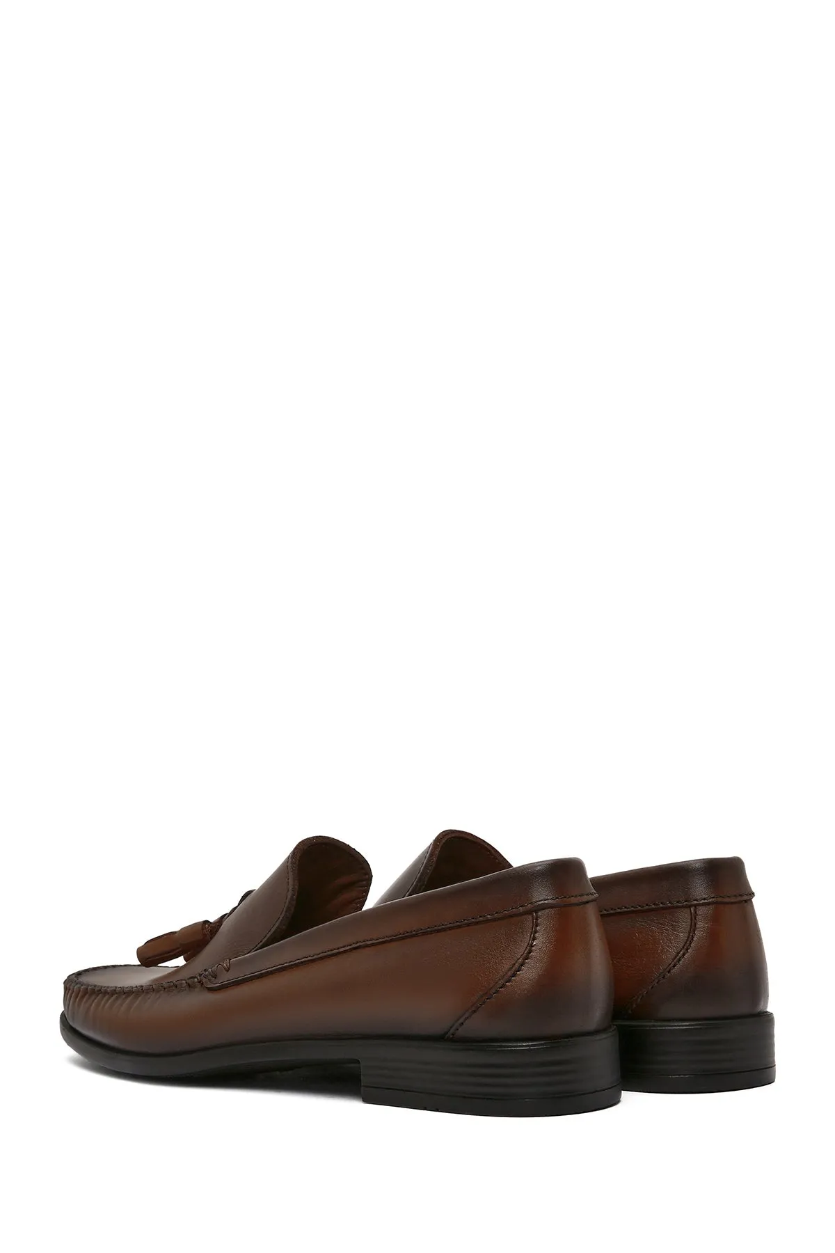 Erkek Kahverengi Püsküllü Deri Casual Loafer