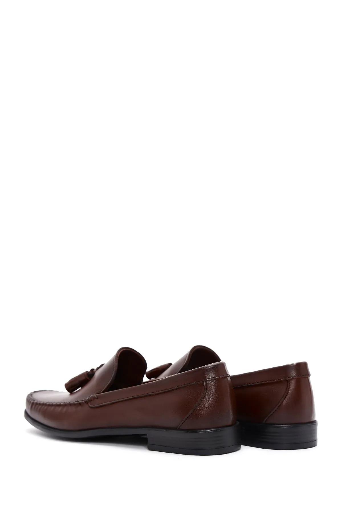 Erkek Kahverengi Püsküllü Deri Casual Loafer