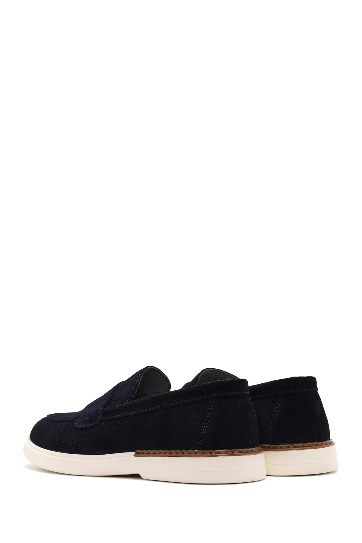Erkek Lacivert Süet Deri Casual Loafer