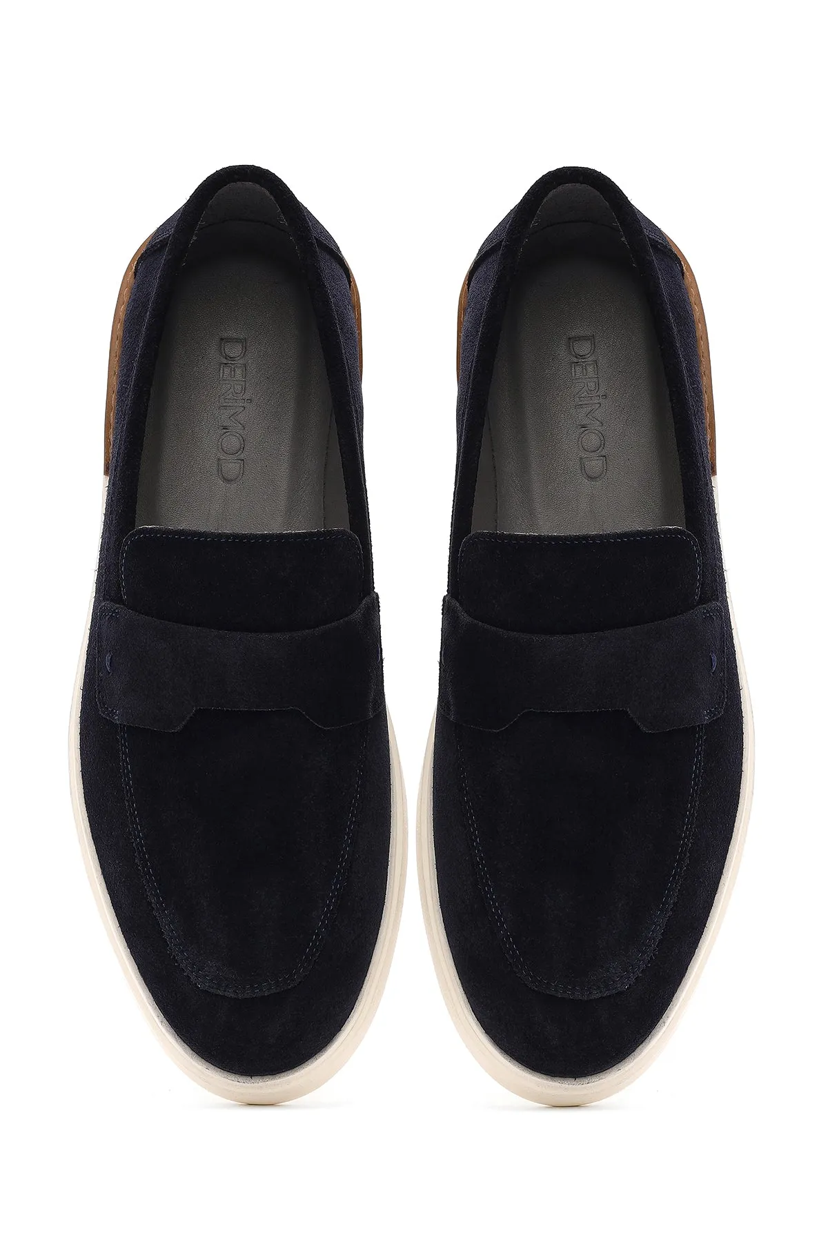 Erkek Lacivert Süet Deri Casual Loafer
