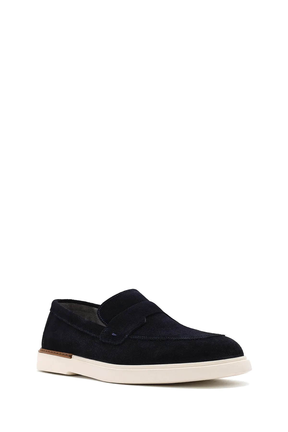 Erkek Lacivert Süet Deri Casual Loafer