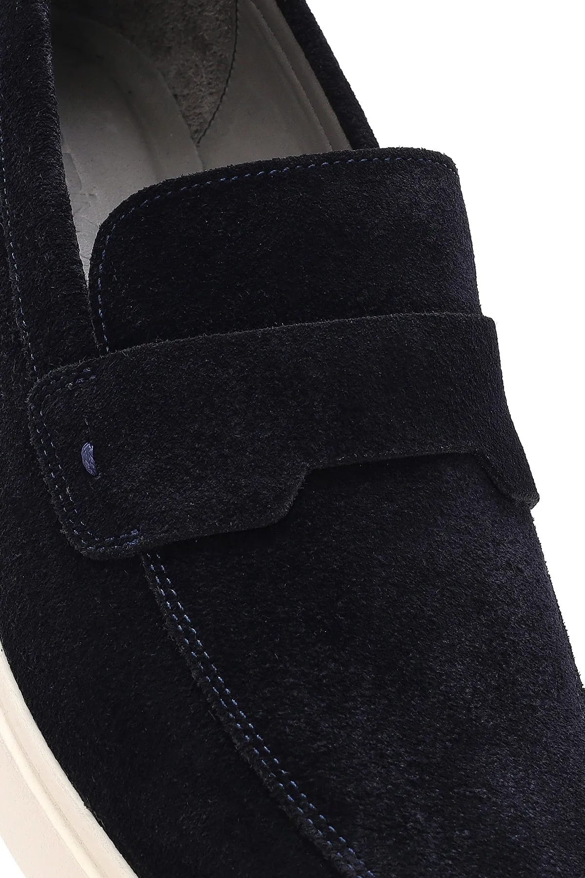 Erkek Lacivert Süet Deri Casual Loafer