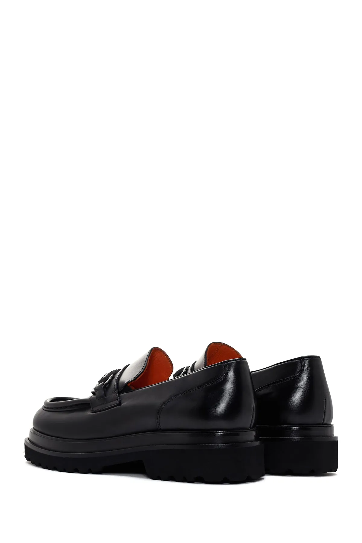 Erkek Siyah Deri Tokalı Casual Loafer