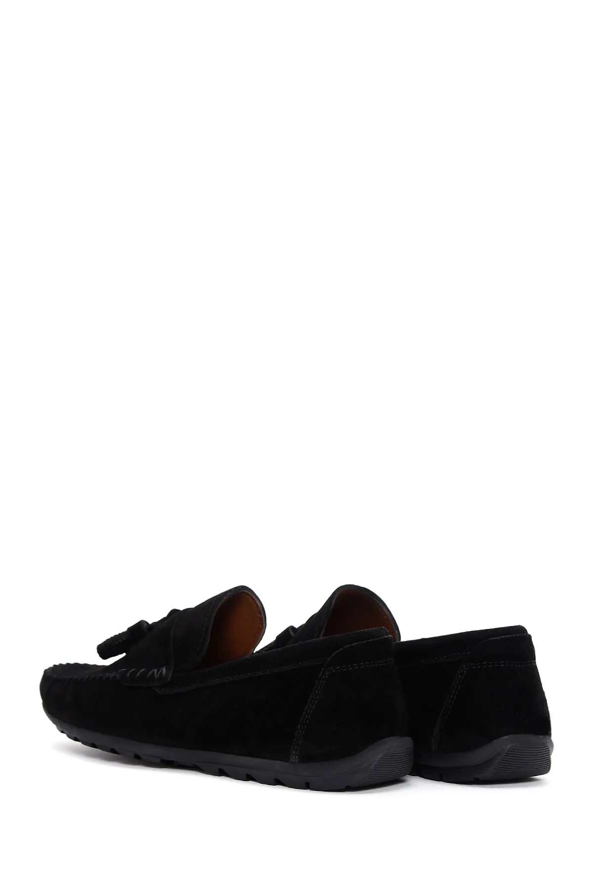 Erkek Siyah Püsküllü Süet Deri Casual Loafer