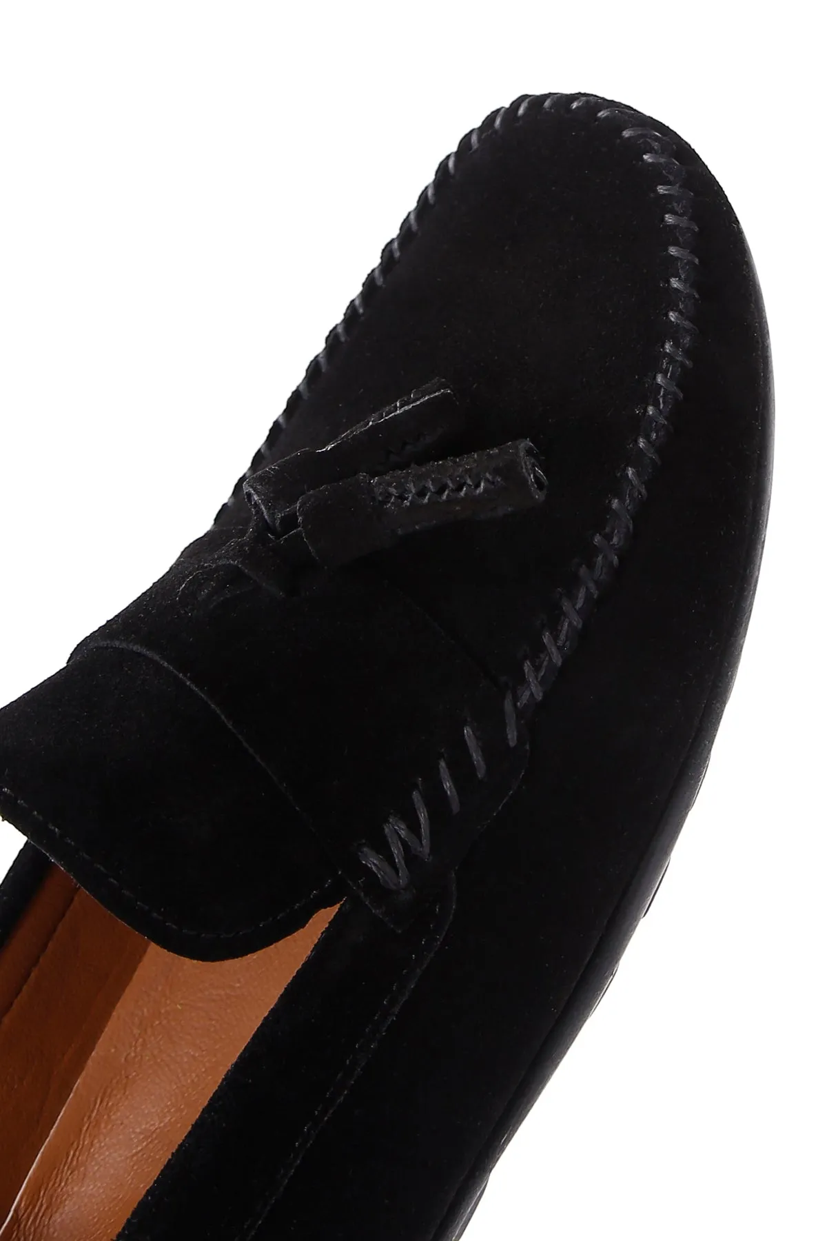 Erkek Siyah Püsküllü Süet Deri Casual Loafer