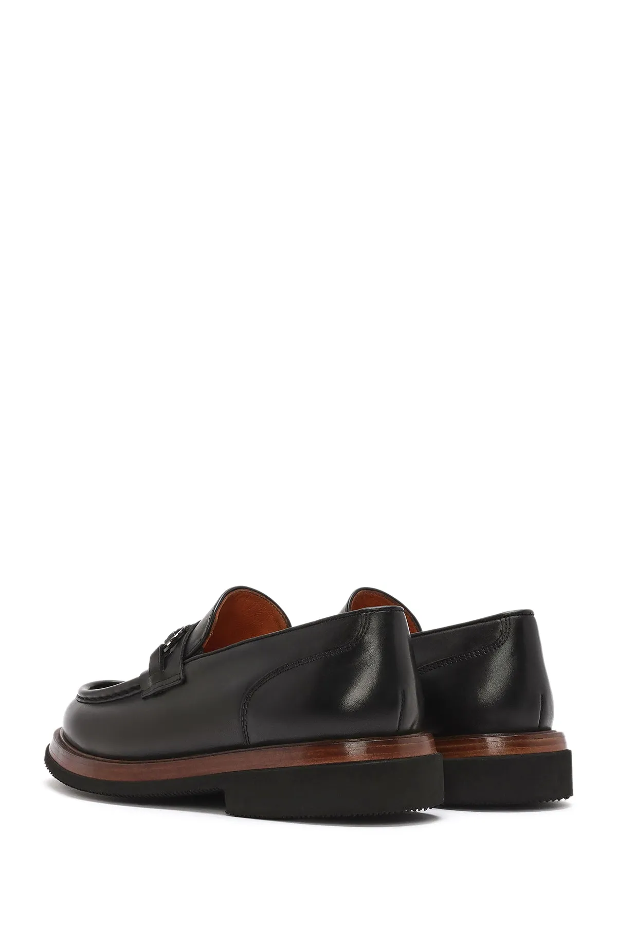 Erkek Siyah Tokalı Deri Casual Loafer