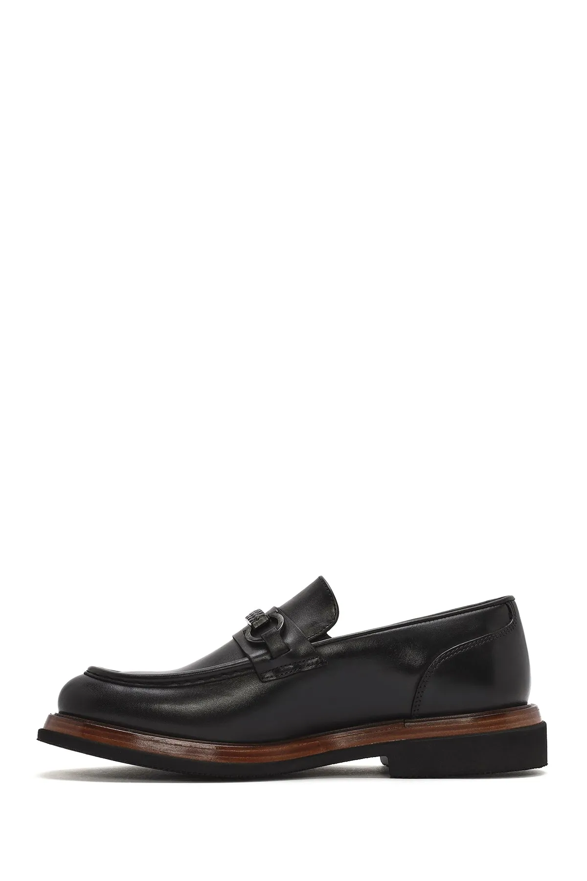 Erkek Siyah Tokalı Deri Casual Loafer
