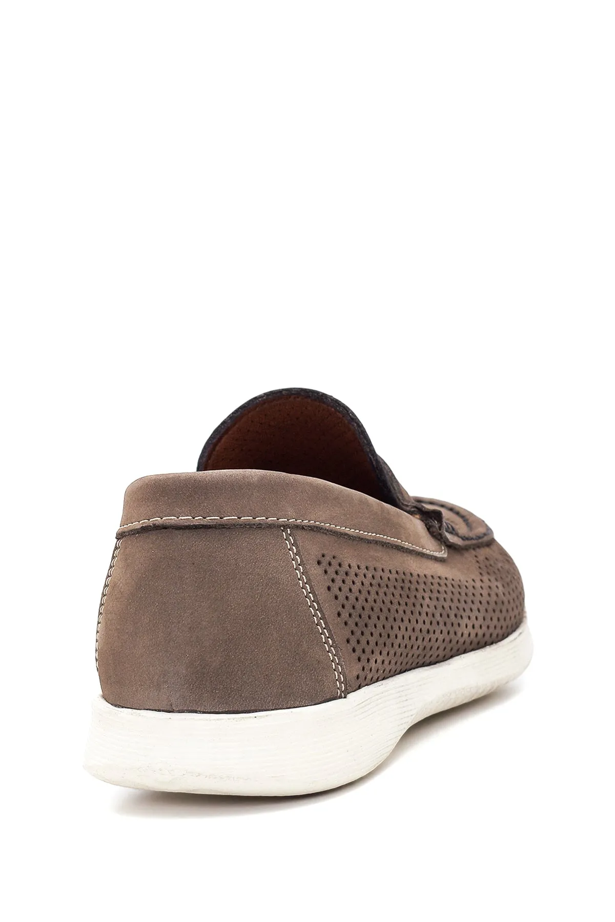 Erkek Vizon Nubuk Deri Casual Loafer