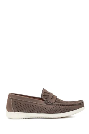 Erkek Vizon Nubuk Deri Casual Loafer