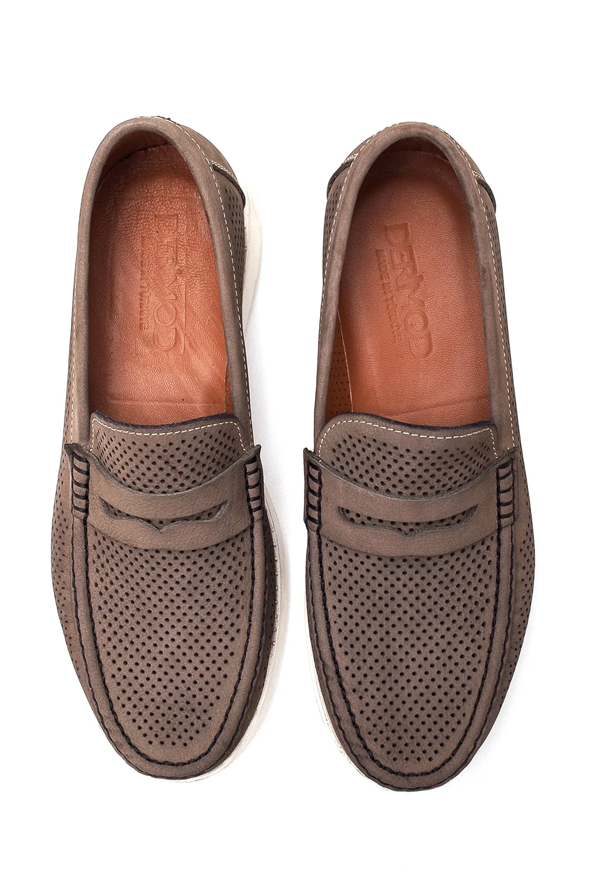Erkek Vizon Nubuk Deri Casual Loafer