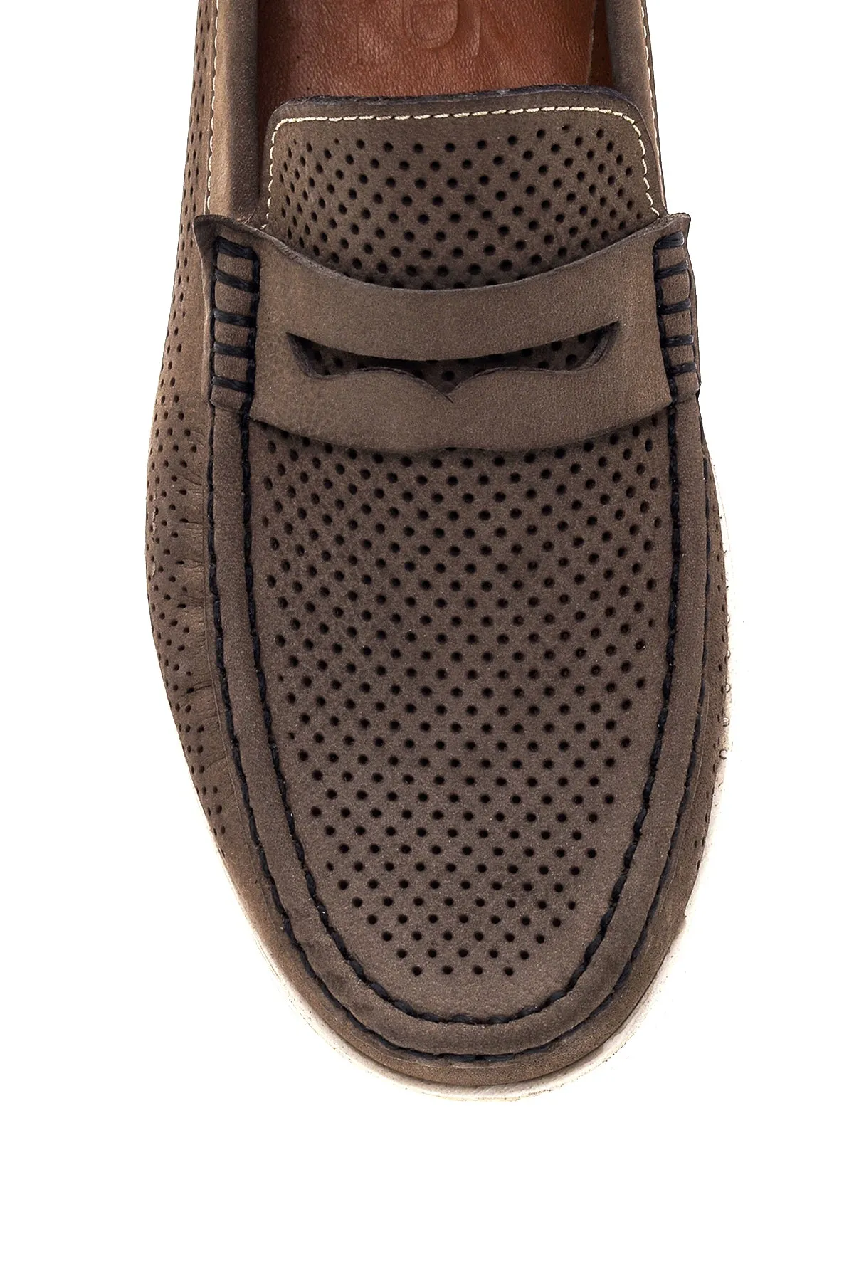 Erkek Vizon Nubuk Deri Casual Loafer