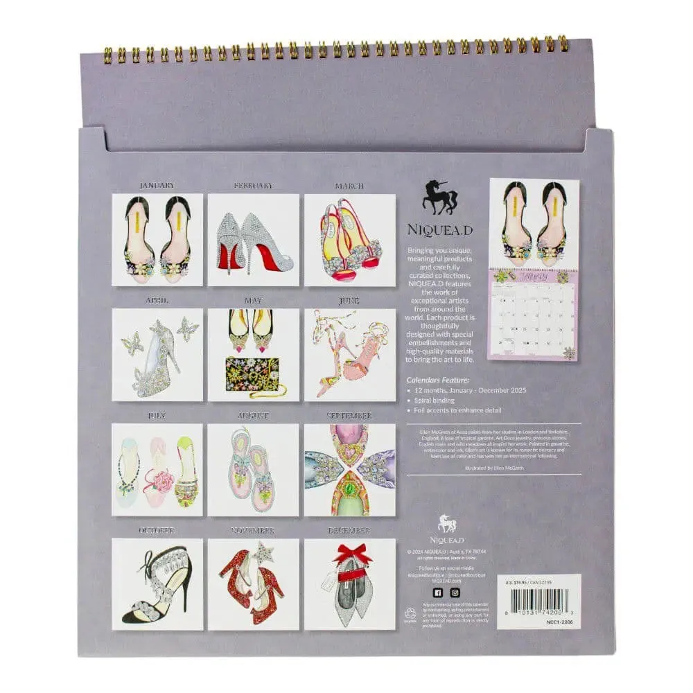 Exquisite Shoes 2025 Wall Calendar