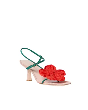 FRANK FLOWER APPLIQUE HEELED SANDAL
